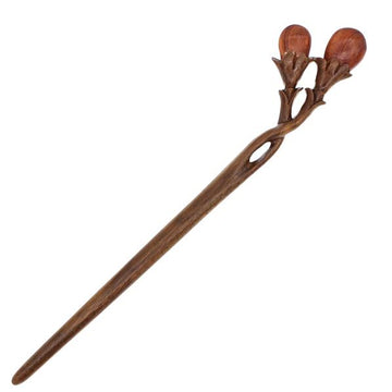 CrystalMood Handmade Carved Lignum-Vitae Wood Hair Stick Goji Berries